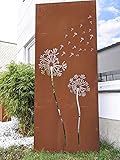 Zen Man Edelrost Garten Sichtschutz aus Cortenstahl 1.2mm Rost Gartendeko Rost Sichtschutzwand (032096-4C:B75 H180cm)