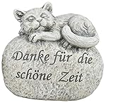 CHICCIE Gedenkstein Katze Grau 15cm - Grabschmuck Grabdeko Katzengrab Grab
