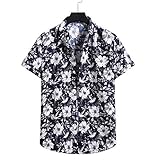 Gybify Strickjacke Sleeve Beach Herren Herren Hemd Blumen Kurz Rollkragenhemd Hawaii Männer Shirts Leichte Shirts, navy, XXL