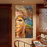 ZNYB Bilder Kunstdruck Leinwand Leinwand Malerei Wandkunst Bilder 3Pcs Abstrakte Goldene Buddha Statue Poster und Drucke auf Leinwand Wohnkultur Für W