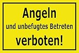 Melis Folienwerkstatt Schild Angeln Betreten verboten 30x20cm - Bohrlöcher - 3mm Aluverbund – 20 VAR S00110-004-C