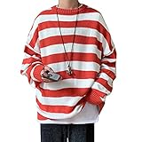 GAOJU Herren Gestreifter Pullover Herbst Winter Pullover Gestreiften Strickpullover Lässiger Langarm Patchwork Pullover Schlanker Sportswear Pullover Allg