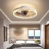 WXLPY Deckenventilator LED Reversible Moderne stille Fernbedienung φ50cm Raum Deckenventilator mit 6-Gang-Licht 30W Dimmbares Wohnzimmer Deckenventilator LED (Color : White)