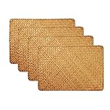 Tischsets rutschfeste Seegras Rattan Tischsets Esstisch Hitzebeständige Woven Weihnachten Tischsets Isolierung (4 Stück)