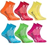 Rainbow Socks - Jungen Mädchen Sneaker Bunte Baumwolle Sport Socken - 6 Paar - Orange Rot Gelb Blau Grün Rosa - Größen 24-29