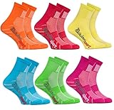 Rainbow Socks - Jungen Mädchen Sneaker Bunte Baumwolle Sport Socken - 6 Paar - Orange Rot Gelb Blau Grün Rosa - Größen 24-29