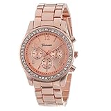 Uhrenarmband Damen Uhren Armbanduhr Casual Quarz Analoge Hand Edelstahl Armband Uhren Überwachung Watch Elegant Exquisit Uhr Rmbanduhr Uhr Leder-Armband Uhren Armbanduhren LMMVP (Roségold)