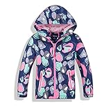 YuanDiann Mädchen wasserdichte Jacke Herbst Winter Baumwolle Gepolstert Warm Fleece Softshelljacken Drucken Verdicken Regenjacke übergangjacke Kinder Mantel für 110-150cm Rosa 150