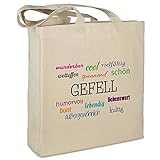 Stofftasche mit Stadt/Ort 'Gefell ' - Motiv Positive Eigenschaften - Farbe beige - Stoffbeutel, Jutebeutel, Einkaufstasche, B