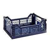 HAY Colour Crate M, Transportbox, blau, Marine/Polypropylen/Faltbar, 507674