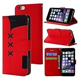 KIOKIOIPO-N Stoff Nähen Stickerei Horizontal Flip Ledertasche mit Halter & Kartensteckplätze & Brieftasche for iPhone 6 (Color : Rot)
