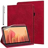 GLANDOTU Hülle für iPad 6 Generation,iPad 9,7 Zoll 2018/2017(iPad Air/Air 2) mit Schutzfolie und Stylus Stift - Ultra Dünn (Auto Schlaf/Wach) Flip Cover PU Leder Hülle (Red)