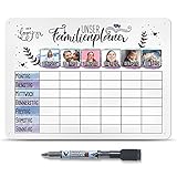 Wochenplaner abwischbar & magnetisch - Familienplaner mit 6 Fotos selbst gestalten - Whiteboard für 6 Personen, inkl. Marker - Familie, Küche, Kalender, Organisation, Planung I Personalisierbar, A3