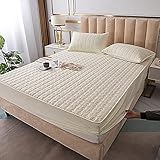 YFGY Boxspringbett Spannbettlaken Beige 180x200cm, massiver verdickter gesteppter Matratzenbezug und Kissenbezug, Spannbetttuch luftdurchlässig für Hotelapartments König