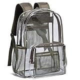 Vorspack Transparenter Rucksack aus robustem PVC, mit verstärktem Gurt, für College-Arbeitsplatz, Grün , one-size,