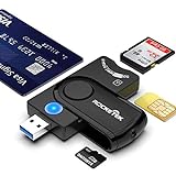 USB 3.0-Smartcard-Lesegerät,Rocketek USB 4-Port DOD Military USB-CAC-Kartenlesegerät mit allgemeinem Zugriff für SDHC/SDXC/SD-und Micro SD/SIM