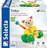 Selecta 62035 Tinka, Nachzieh Katze, Schiebe-und Nachziehspielzeug aus Holz, 12