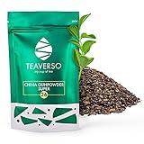 TEAVERSO China Gunpowder Super, Chinesischer Grüner Tee, Wiederverschließbarer Kraftbeutel, Kugelförmige Lose Blätter, Ausgewählte Teeblätter, Reich an Theine, Aromabeutel mit Zippverschluss, 100g