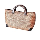 A+TTXH+L Sommer Strandtasche Handgemachte Strohbeutel Retro Rattan Stroh gewebt Handy Strandtasche Einfache Kunst Webtasche (Color : Brown)
