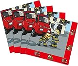 20 Servietten * Feuerwehr * für Mottoparty und Kindergeburtstag von TIB // Kinder Geburtstag Party Fete Set Jungen Napkins Papierservietten Fire Fig