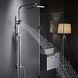 Auralum Duschsystem Regendusche, Dusch Armaturen Wand mit Regendusche und Duschkopf Handbrause für Badezimmer, Duschsystem O