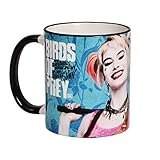 Elbenwald Birds of Prey Tasse Harley Quinn Chrakter Rundumdruck mit Film Logo Keramik 320 ml b