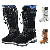 Stiefel Damen Schwarz Hoher Schaft Knielang Mit Absatz Schneestiefel Leather Schneeschuhe Wasserfest Warm Stiefel Trekkingschuhe Stiefelette Westernstiefel Booties Schneeboots Winter Snowboots F