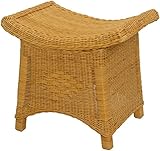 korb.outlet Fußhocker mit geschwungener Ablage, Stabiler Sitzhocker/Schemel/Hocker aus echtem Rattan (Honig)