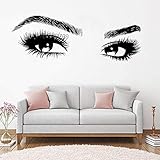 XCGZ Wandtattoo Schöne Augen Und Wimpern Wandtattoo Girl Eye Applique Kunst Beauty Salon Fenster Hintergrund Wandtattoo S 117Cm X 42C