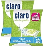 claro Classic Geschirrspül-Tabs - 200 Stück Öko-Spülmaschinen-Tabs - phosphatfrei & vegan - wasserlösliche F