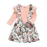 SCBFDI 3-teiliges Set Neugeborenes Kleinkind Kleinkind Baby Madchen Gerüschtes Schulter Top + Floral Pants + Hut + Bogen Stirnband Kleidung Sets Outfits Geschenk