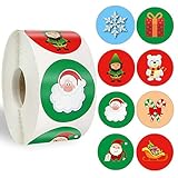 JIUHE 100-500 stücke 1 Zoll Weihnachtssocken Baum Schneemann Label Aufkleber for Kartengeschenkpaket DIY. Wrapping Festival Party Kleinunternehmen (Color : 500PCS B)