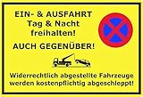 Metall Schild 20x30cm Ein und Ausfahrt Tag und Nacht freihalten Tin Sig