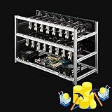 YCRD Mining-Maschine mit Aluminiumrahmen, Mining-Rack für Virtuelle Währungen, 16 Kartensteckplätze für Mining-schränke für Virtuelle Währungen, Nur Rahmen,Silb