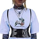 Gothic Corset Top, Vintage Korsett Top Corsage Damen Korsage Bustier Vollbrust Sexy Schnür Satin Waist Unterbrust Crop Top Shaper Slim Body Shapewear Mieder Shirt Clubwear Tops (Free Size,Schwarz)