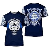 Viking Tattoo T-Shirt, 3D-gedruckte Nordische Mythologie Harajuku Summer O-Neck Short Sleeve Novelty Shirt (Color : I, Size : 3XL)