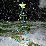 YLJJ Outdoor Lichterketten Solar Metall LED Weihnachtsbaum Dekoration Garten Leuchtendes Licht mit mehrfarbigem und warmem Weiß für Patio Hochzeit Weihnachten (Multicolor)