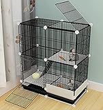 WXYZ Kaninchenkäfig Haushalt Haustierkäfig Mit Wc Indoor Outdoor Kleintiere Hutch Schwarz Mit Fußkissen Und Windeln(Size:A3)
