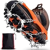 Winline Crampons Grödel Ice Spikes, Ice Spikes Shoe Claws with 19 Stainless Steel Teeth Spikes Snow Chain Grödel and Spikes for Mountaineering Trekking High Altitude Winter Outdoor (Orange, XL)