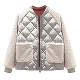 Overdose Damen Motorradjacke Jacke Coat Outdoorjacke Tops Plüsch Herbst und Winter Übergangsjacke Lange Ärmel mit Taschens Reißverschluss Oberteile M