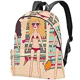 PLOKIJ Kinderrucksack Bikini-Mädchen Rucksack für Kinder Kindergartentasche Für Mädchen und Jungen Kinder-Rucksack 44x35x14 CM