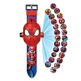 Spiderman-Armbanduhr mit 24 Figuren, Superhelden, Spiderman-Man, Elektronische Armbanduhr für Kinder, Jungen, Projektion Spiderman Spielzeug