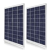 DOKIO Polykristallines Solarmodul 2 * 100W (200watt) 12V Ideal für Garten, Balkon, Garag