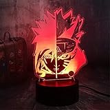 3D Naruto Sasuke Lampe Spielkonsole Nachtlicht 3D Nachtlicht, Geschenke für Kinder, Jungen 16 Farbwechsel Dekor, Spielzeug für Anime-F