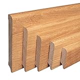 Sockelleiste'München' Eiche Massivholz LACKIERT Oberkante Rund [SPARPAKET] (60mm Höhe, 5 Stück / 11,5lfm)