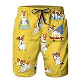 Mens Printing Beach Shorts Badehose Quick Dry süße Jack Russell Terrier Set lustige Hund Charakter Verschiedene Situationen Cartoons süße Jack R