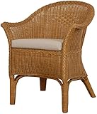 korb.outlet Rattan-Sessel aus Natur Rattan inkl. Polster Beige - Rattanstuhl Lounge (Honig - Dunkel)