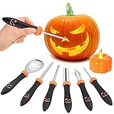 Halloween Kürbis Schnitzset, 6 Stück Kürbis Schnitzen Set Edelstahl Schnitzwerkzeug Kürbis für Kinder Halloween Dekoration DIY Pumpkin Carving Premium Edelstahlwerkzeug