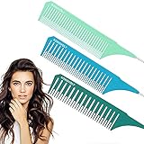 3 Größen Strähnenkamm Haarkamm,Schwanzkamm für Friseursalon, Professionelle Antistatische Friseurkammzähne Rattail Comb für Haare Melieren und Färben Styling für Männer F