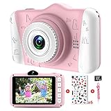 Kinderkamera - Digitalkamera Kinder mit 3,5-Zoll-Großbildschirm 1080P HD 12MP Eingebaute 32GB SD-Karte USB Wiederaufladbare Selfie Kamera für 3 - 10 Jahre Alter Mädchen Geburtstag Kinder Spielzeug